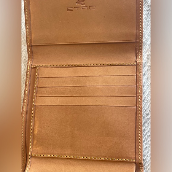 EUC VINTAGE ETRO SIGNATURE PAISLEY PRINT CANVAS TRIFOLD, LEATHER TRIM & INTERIOR - Picture 13 of 16